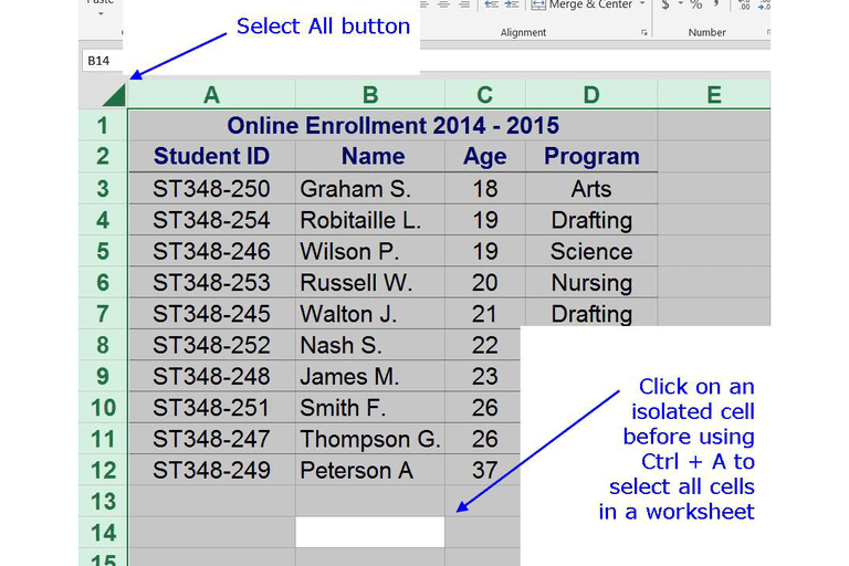 Excel select entire column shortcut key